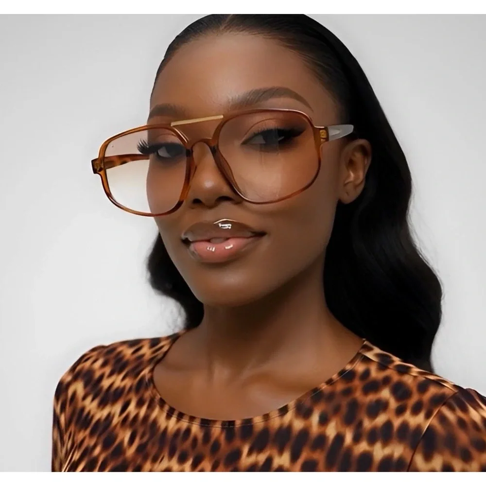 Orange Aviator Sunglasses Gradient Lenses Oversized Retro Style Women Lentes New